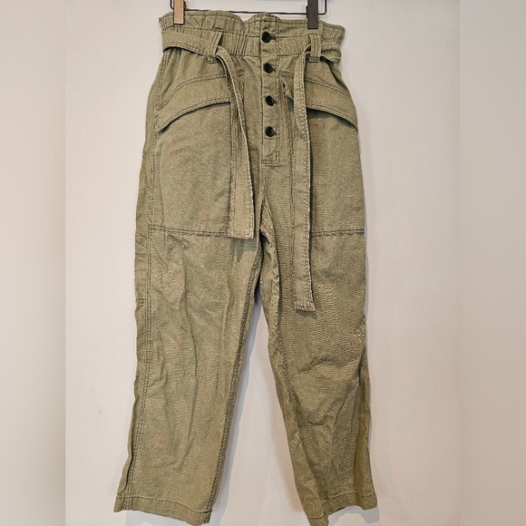 BDG Urban Outfitters Size Medium Umber Army Green Hi-Rise Paperbag Pants NWT - Picture 4 of 12